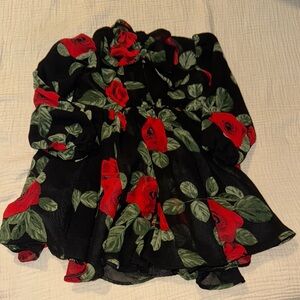 Floral Black and Red Kids dress